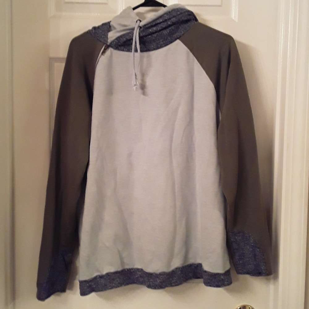 Green double hooded hoodie
